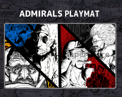 OP Playmat Admiral Yellow/Blue/Red/Black Mat Zones Stitched Edges Anime Design