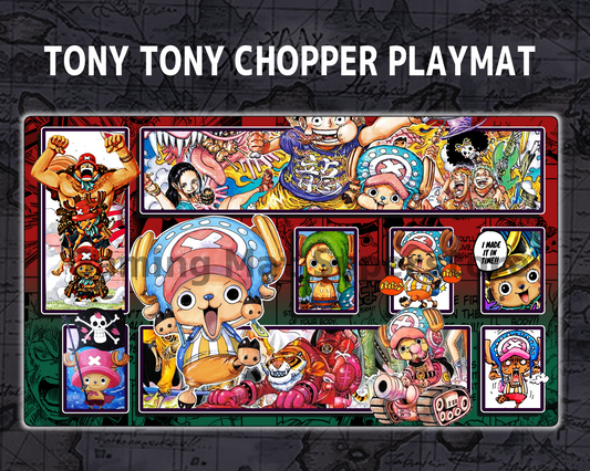 OP Playmat Tony Tony Chopper Red/Green Mat Zones Stitched Edges Anime Design