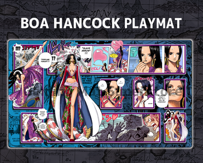 OP Playmat Boa Hancock Blue Mat Zones Stitched Edges Anime Design