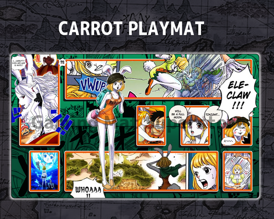 OP Playmat Carrot Green Mat Zones Stitched Edges Anime Design