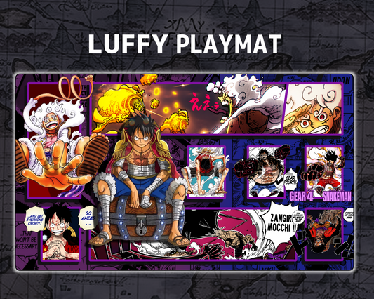 OP Playmat Luffy Purple/Blue Mat Zones Stitched Edges Anime Design