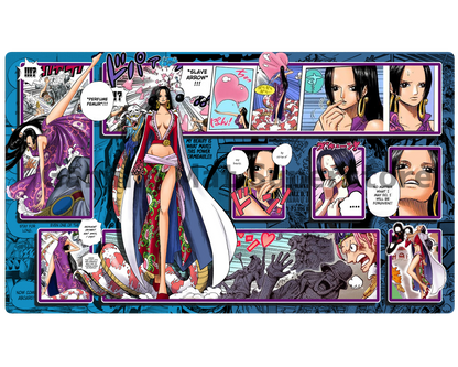 OP Playmat Boa Hancock Blue Mat Zones Stitched Edges Anime Design