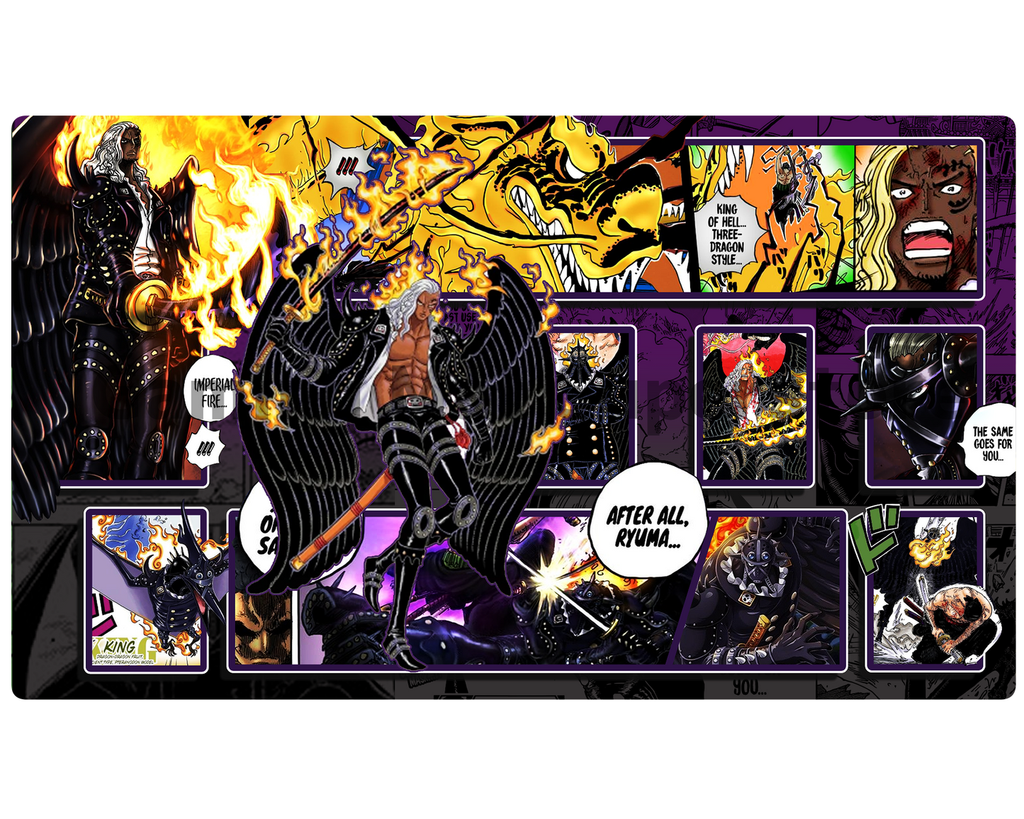 OP Playmat King Purple/Black Mat Zones Stitched Edges Anime Design