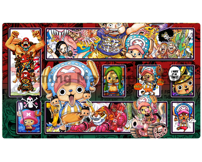 OP Playmat Tony Tony Chopper Red/Green Mat Zones Stitched Edges Anime Design