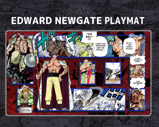 OP Playmat Edward Newgate Red Mat Zones Stitched Edges Anime Design