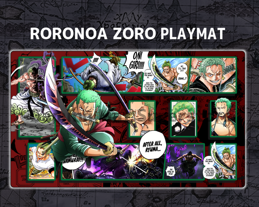 OP Playmat Roronoa Zoro Red Mat Zones Stitched Edges Anime Design