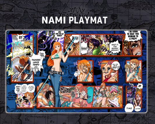 OP Playmat Nami Blue Mat Zones Stitched Edges Anime Design