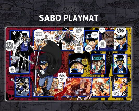 OP Playmat Sabo Red/Yellow Mat Zones Stitched Edges Anime Design