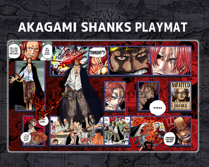 OP09 | OP Playmat Akagami Shanks Red Mat Zones Stitched Edges Anime Design