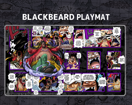 OP09 | OP Playmat Kurohige Blackbeard Black Mat Zones Stitched Edges Anime Design