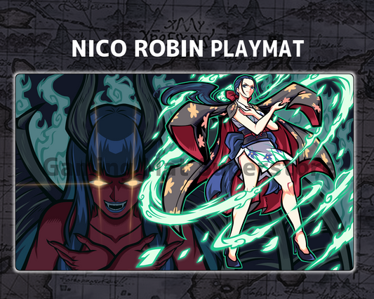 OP Playmat Nico Robin Green Mat Zones Stitched Edges Anime Design