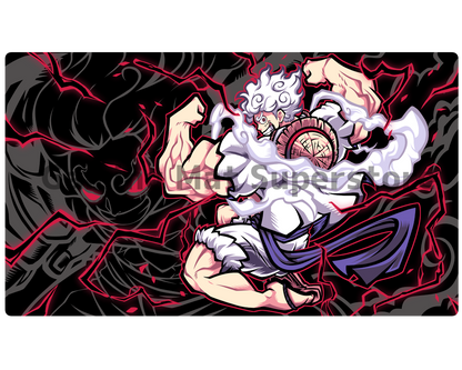 OP Playmat Luffy Black Mat Zones Stitched Edges Anime Design