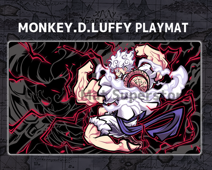 OP Playmat Luffy Black Mat Zones Stitched Edges Anime Design