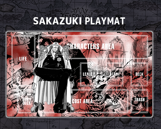 OP Playmat Sakazuki Red Mat Zones Stitched Edges Anime Design