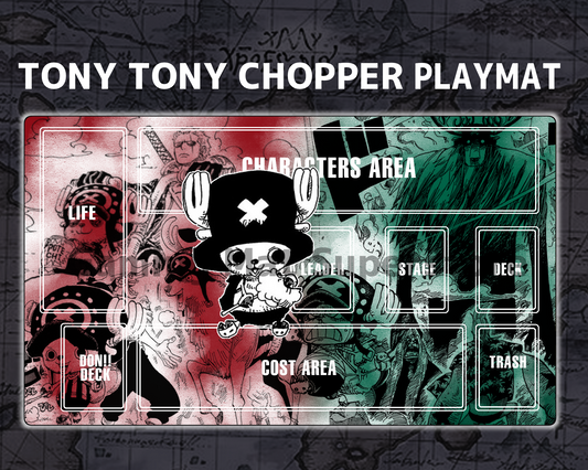 OP Playmat Tony Tony Chopper Red/Green Mat Zones Stitched Edges Anime Design