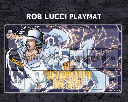 OP Playmat Rob Lucci Navy Mat Zones Stitched Edges Anime Design