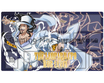 OP Playmat Rob Lucci Navy Mat Zones Stitched Edges Anime Design