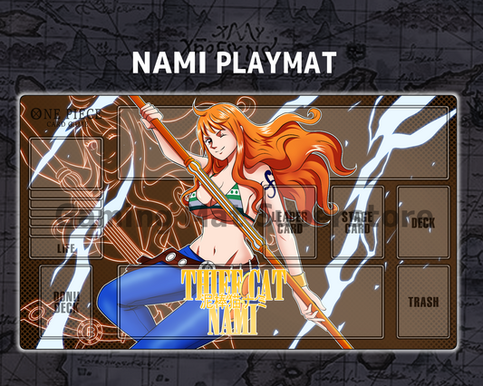 OP Playmat Nami Brown Mat Zones Stitched Edges Anime Design