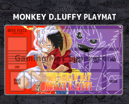 OP Playmat Luffy Red/Purple Mat Zones Stitched Edges Anime Design