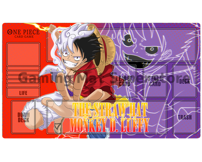 OP Playmat Luffy Red/Purple Mat Zones Stitched Edges Anime Design