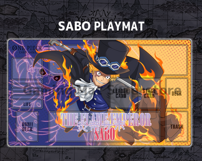 OP Playmat Sabo Purple/Yellow Mat Zones Stitched Edges Anime Design