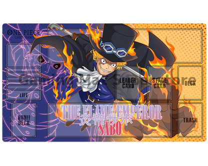 OP Playmat Sabo Purple/Yellow Mat Zones Stitched Edges Anime Design