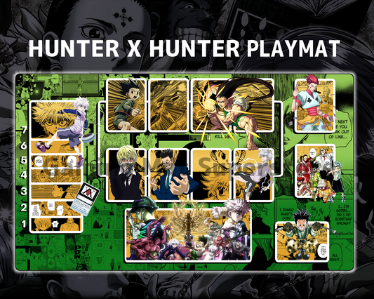 Union Arena Playmat Hunter X Hunter Green Mat Zones Stitched Edges Anime Design