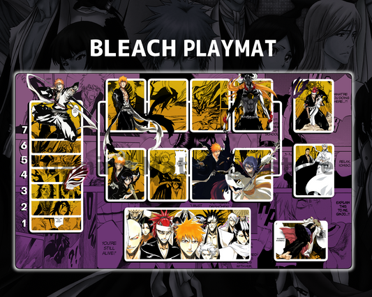 Union Arena Playmat Bleach Purple Mat Zones Stitched Edges Anime Design