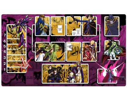 Union Arena Playmat Code Geass Purple Mat Zones Stitched Edges Anime Design