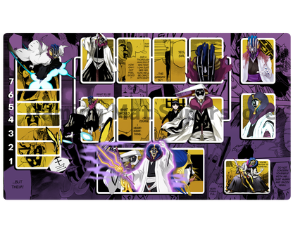 Union Arena Playmat Bleach Mayuri Kurotsuchi Purple Mat Zones Stitched Edges Anime Design