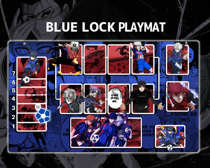 Union Arena Playmat Blue Lock Blue Mat Zones Stitched Edges Anime Design