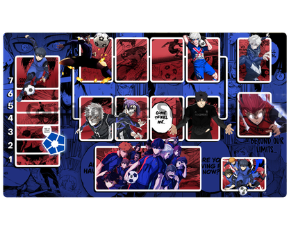 Union Arena Playmat Blue Lock Blue Mat Zones Stitched Edges Anime Design