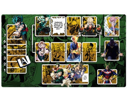 Union Arena Playmat My Hero Academia Green Mat Zones Stitched Edges Anime Design