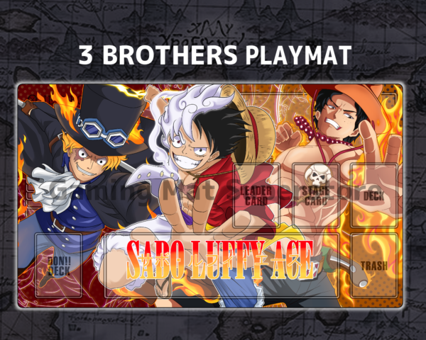Custom 3 brothers Luffy Ace Sabo Red Orange mat